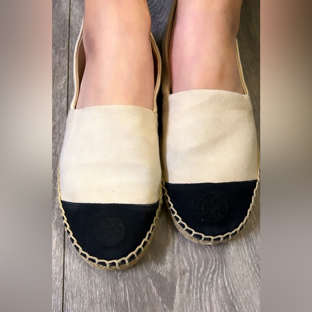Tory Burch Shoes | Tory Burch Espadrilles Size 9.5| Color: Black/Cream
